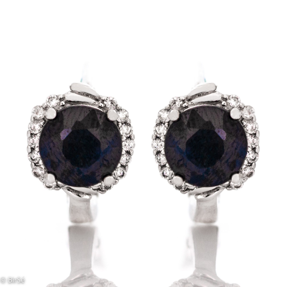 Silver Earrings with Natural Sapphire