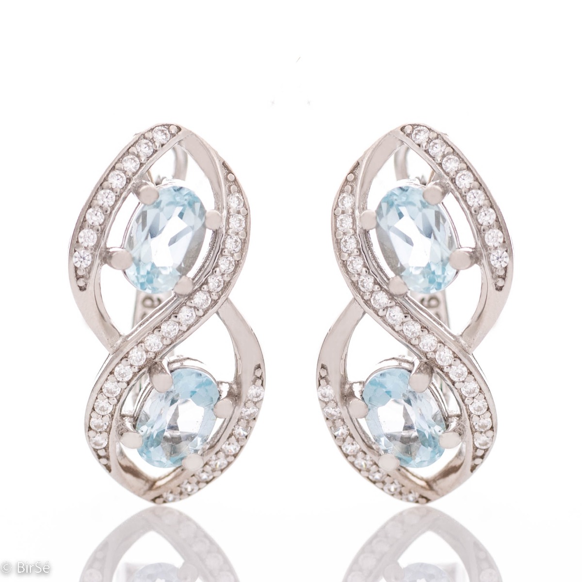 Silver earrings - Natural Blue Topaz 1,12 ct.