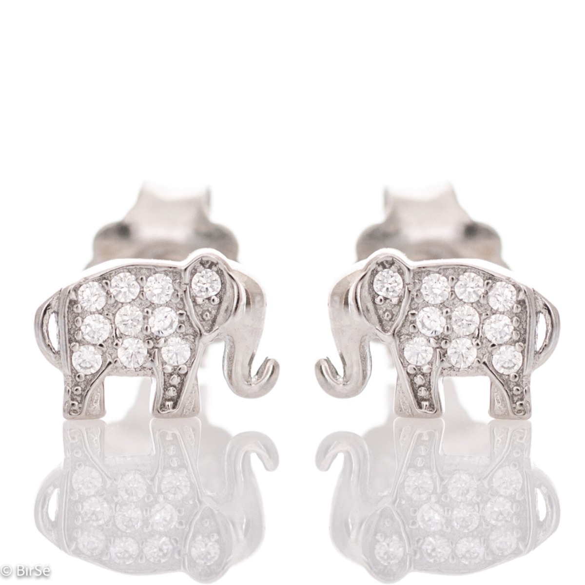 Captivatingly crafted delicate stud earrings with a charming design, all rhodium-plated silver studded with dazzling cubic zirconias.