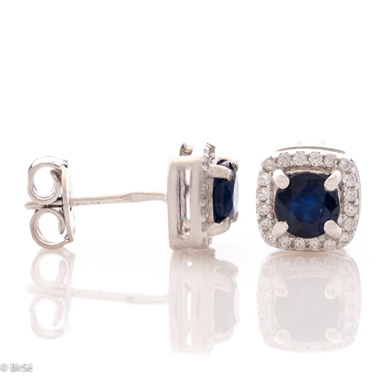 Exquisite craftsmanship of our new stud earrings, beautiful design combining unique natural sapphire stone and zircons.