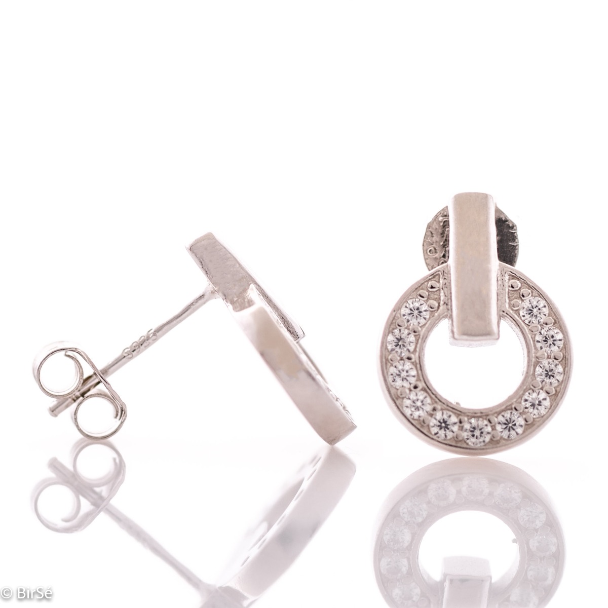 Silver earrings - Circle Zirconi