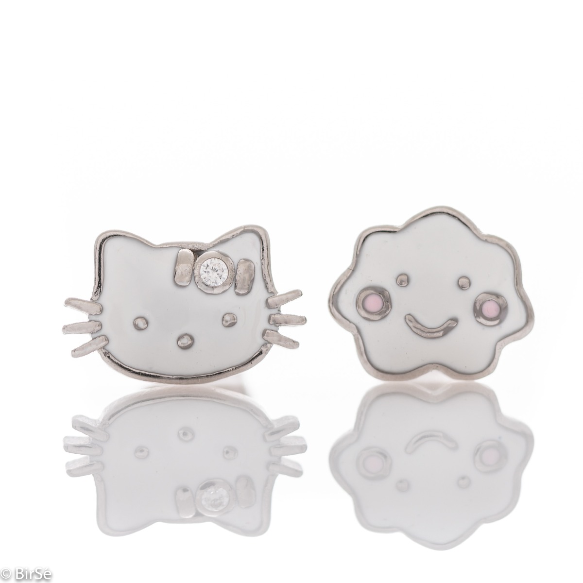 Silver earrings - Kitten and smile