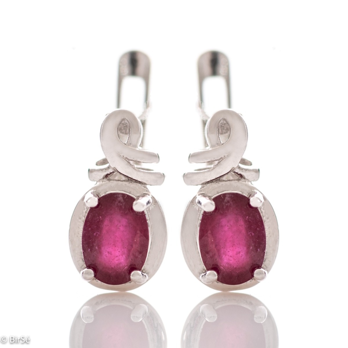 Silver earrings - Natural Ruby 2,12 ct.