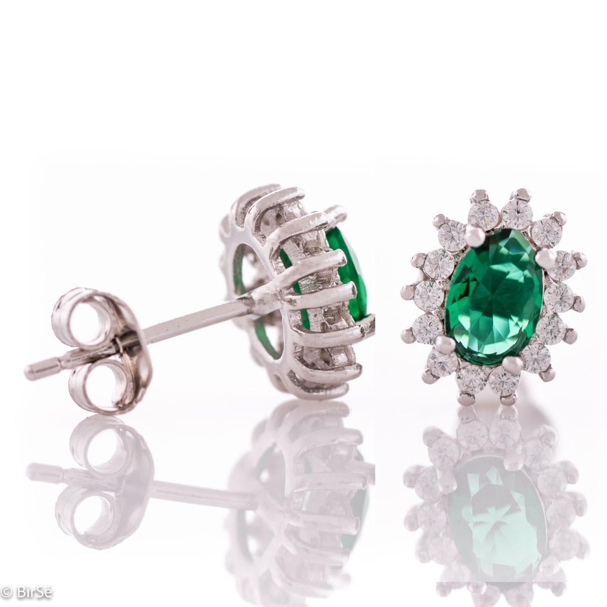 Silver Earrings with Tourmaline and Zirconia