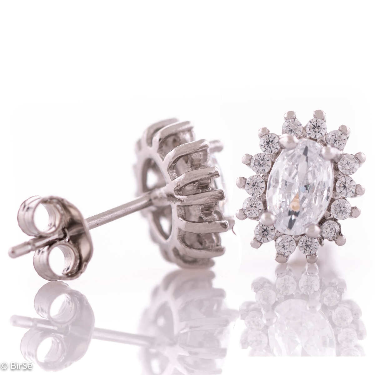 Silver Glamorous Marquise Earrings 