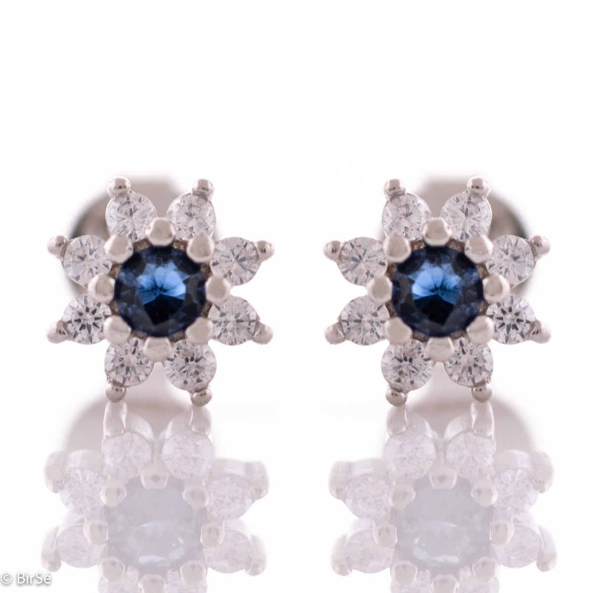 Silver Sapphire Earrings 