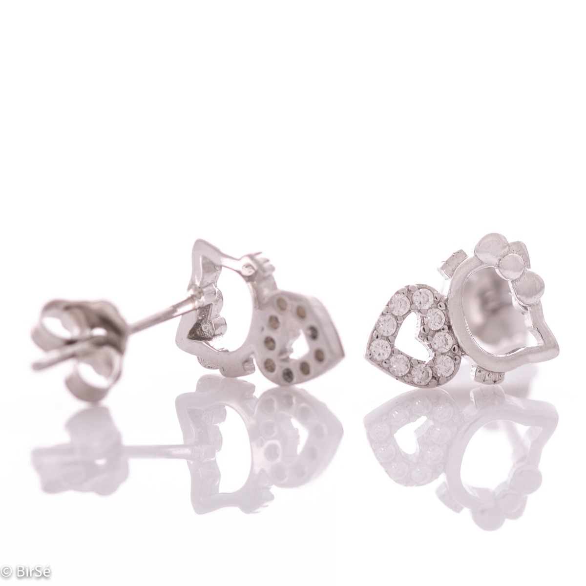 Silver earrings - Kitten