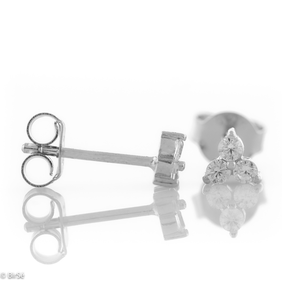 Silver earrings - Three zircons