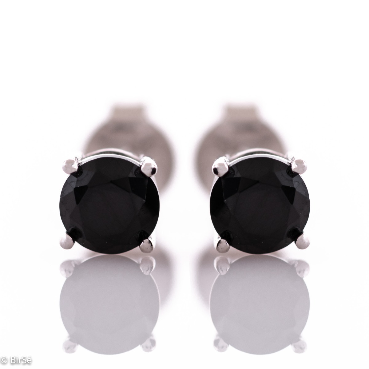 Silver Earrings with Black CZ 0,5 cm