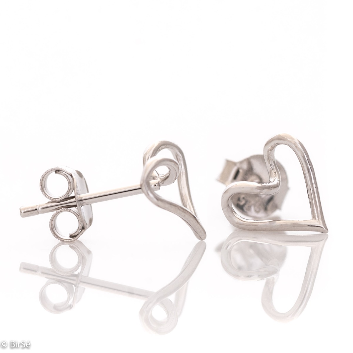 Delicate ladies' earrings made of fine rhodium-plated silver, shaped like a wire, from which a pair of lovely hearts are masterfully made. The earrings are fastened with a pin - extremely comfortable and practical. A suitable gift for any woman in love.