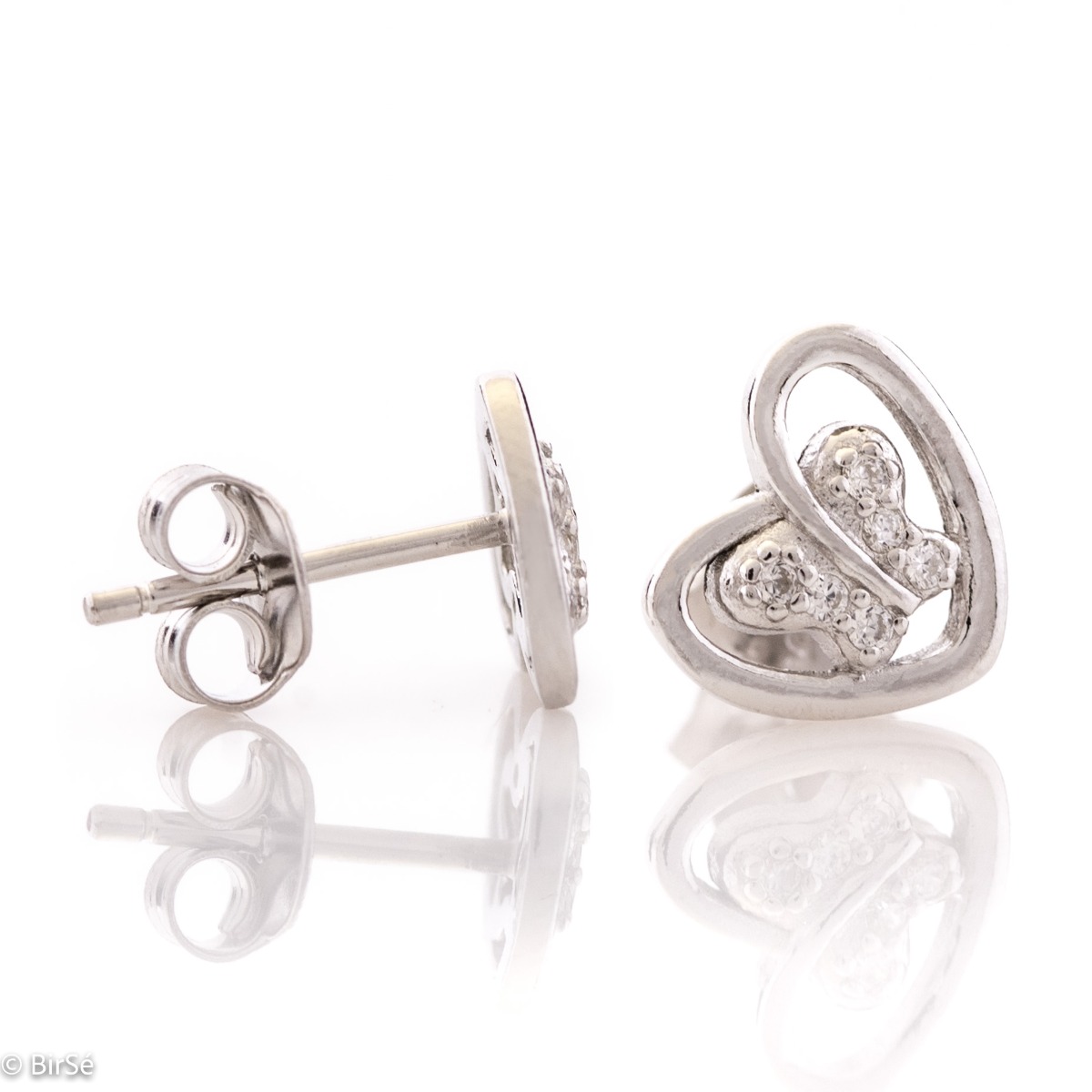 Silver earrings - Butterfly Heart