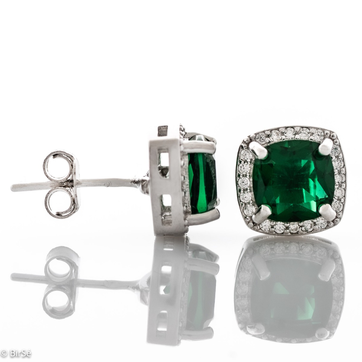 Sophisticated silver earrings with a classic shape and an enchanting tourmaline stone. Stylish composition made of a fine combination of rhodium-plated silver with sparkling zircon stones. They are suitable for combining in a set with a silver pendant and