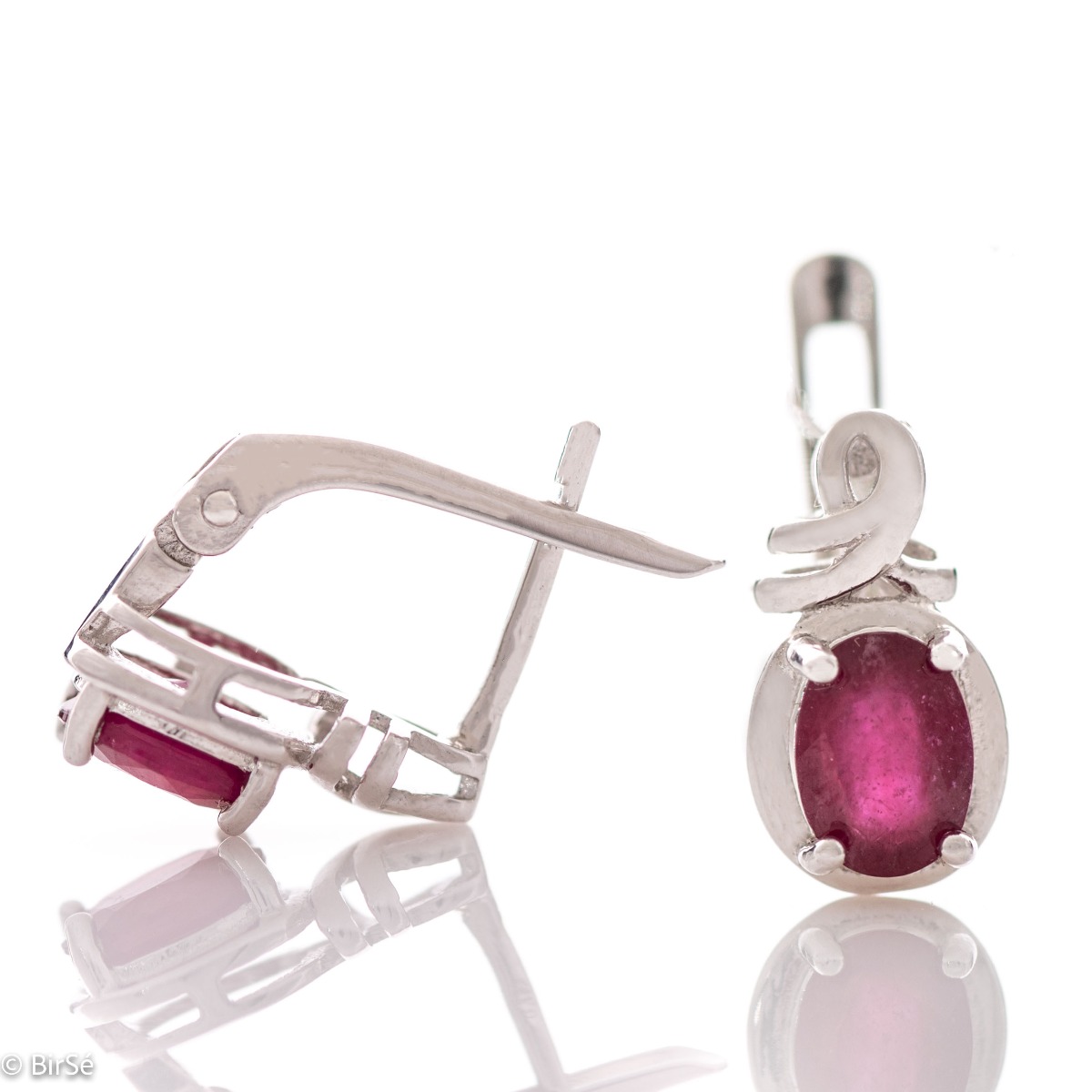 Silver earrings - Natural Ruby 2,12 ct.