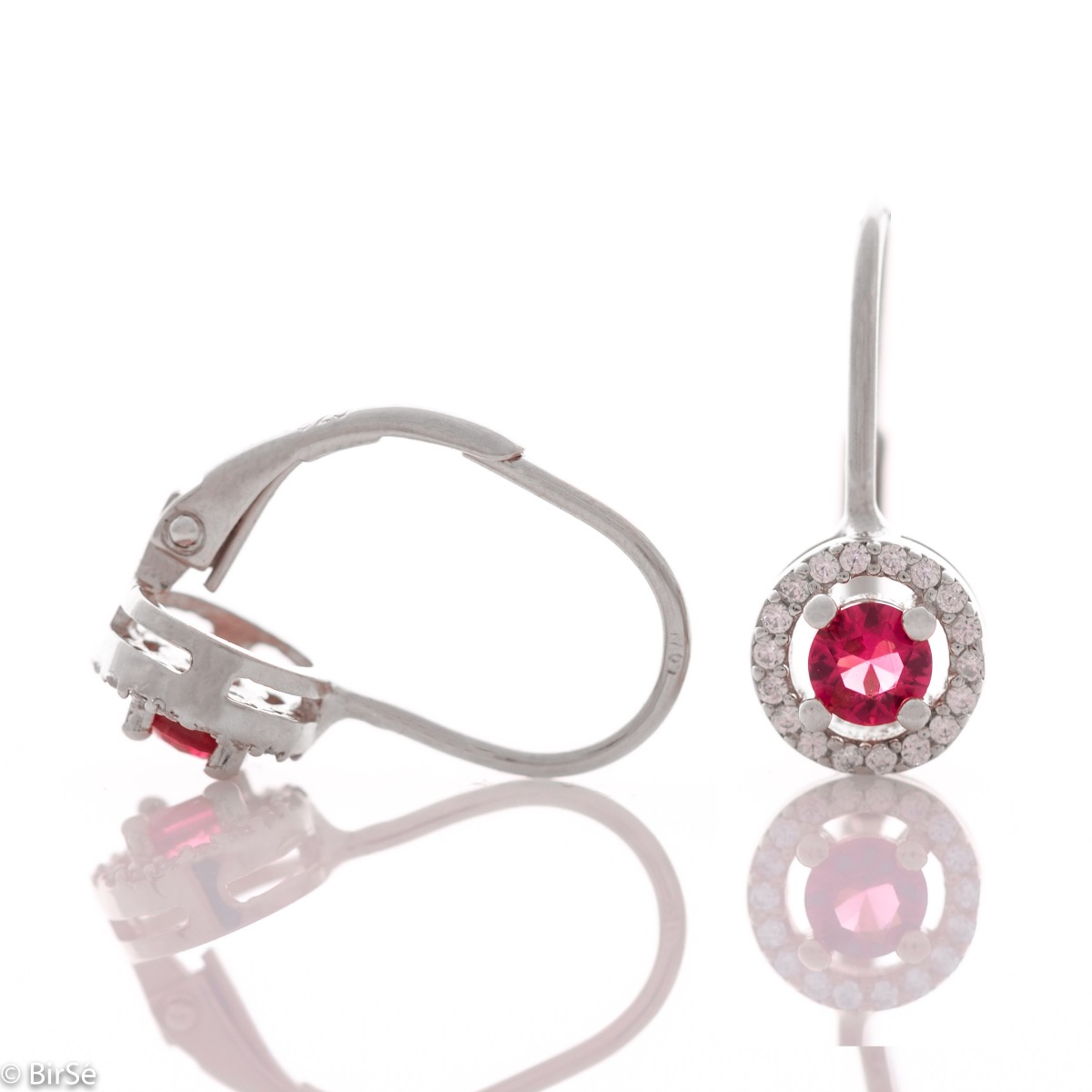 Silver earrings - Delicate rubies 