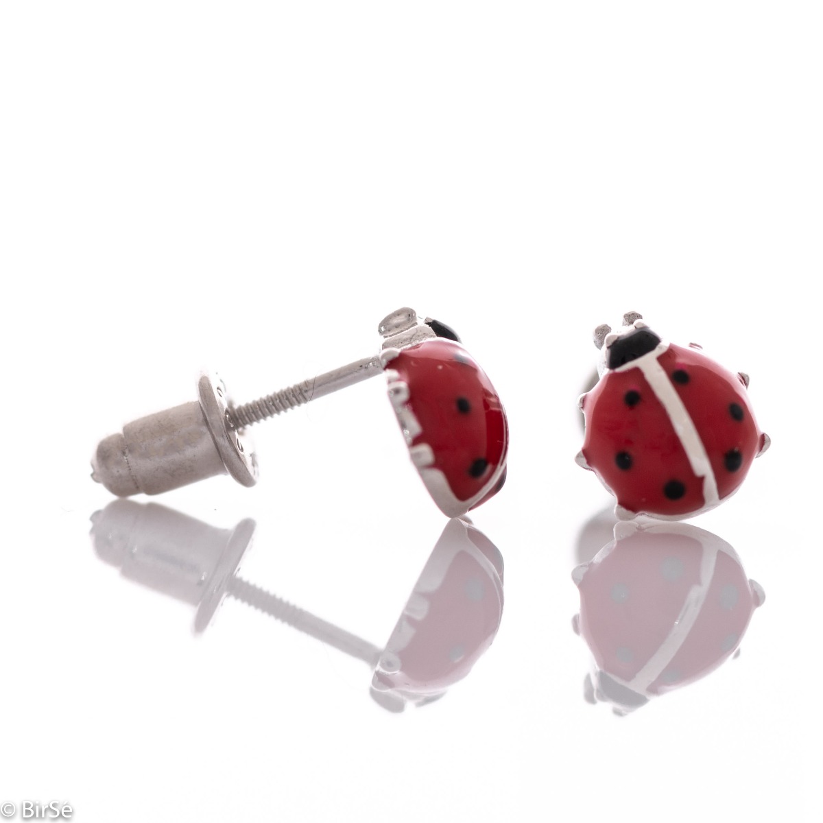 Silver earrings - Ladybugs