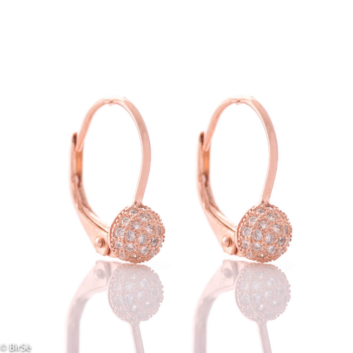 Silver earrings - Pink glitter 