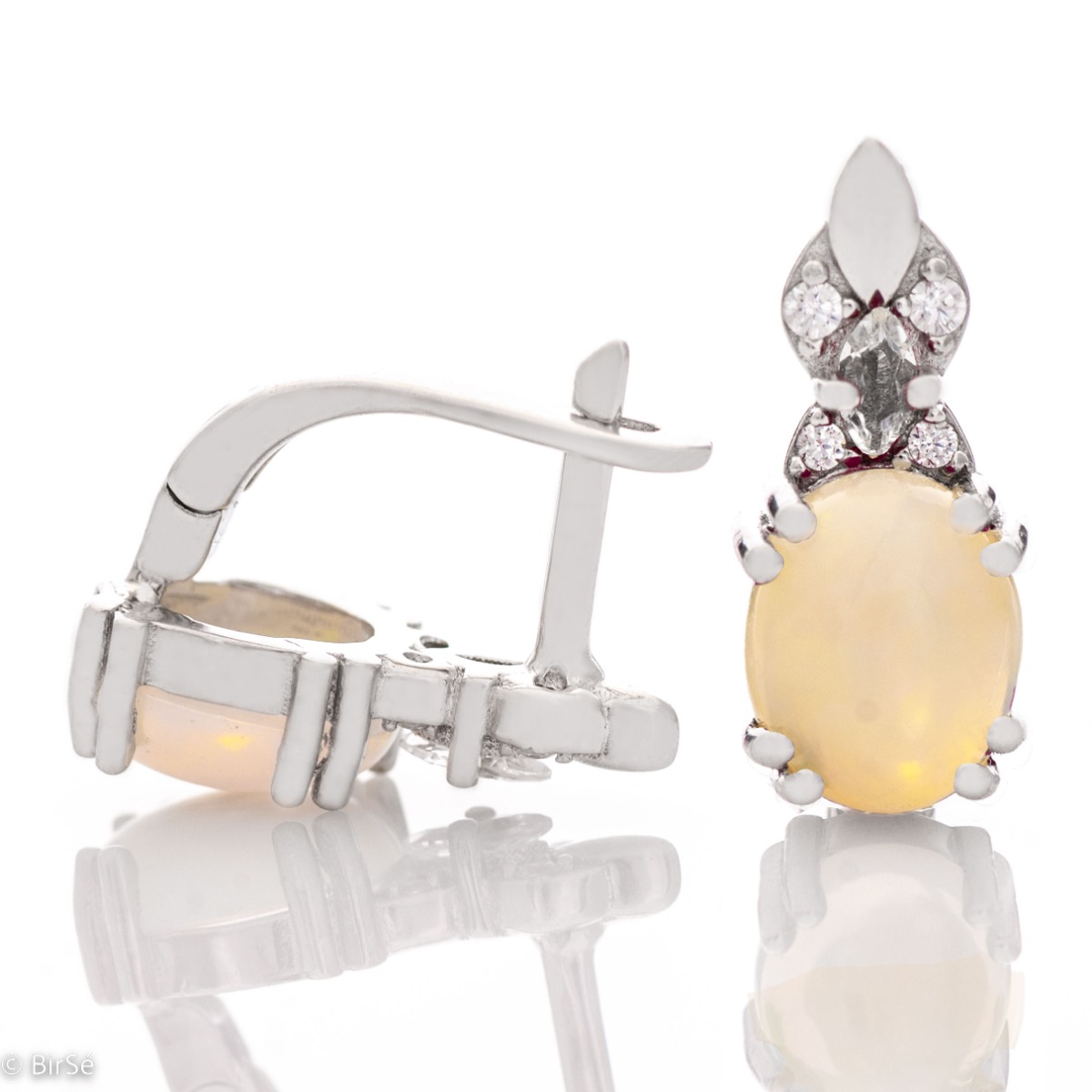 Silver earrings - Natural Opal 2,38 ct.