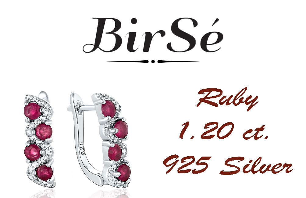 An exquisite and spectacular shape of numerous natural ruby ​​stones intertwined with sparkling zircons - our new earrings with precision craftsmanship entirely from rhodium silver and English clasp. In a charming set with a delicate ring and pendant.