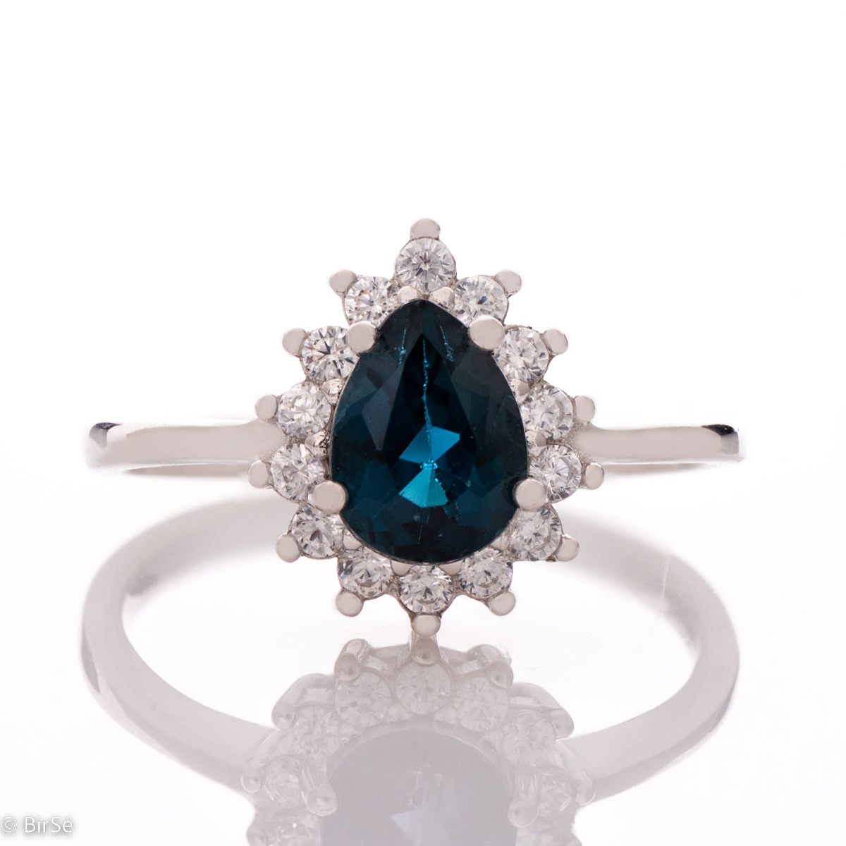 Mystical London Topaz in Silver Ring Drop with Zircons 1,10 ct.