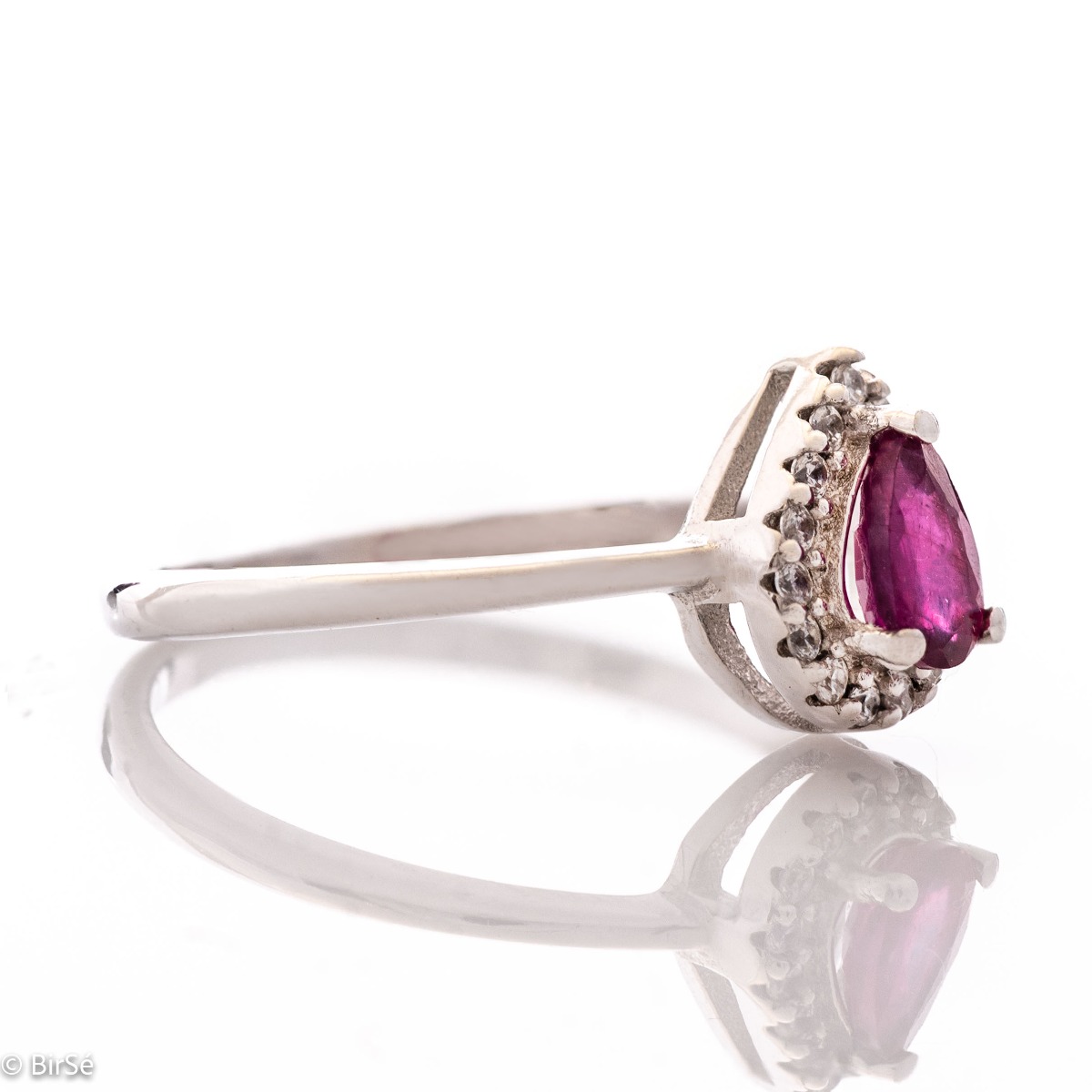 Silver ring - Drop Natural Ruby 0,50 ct.