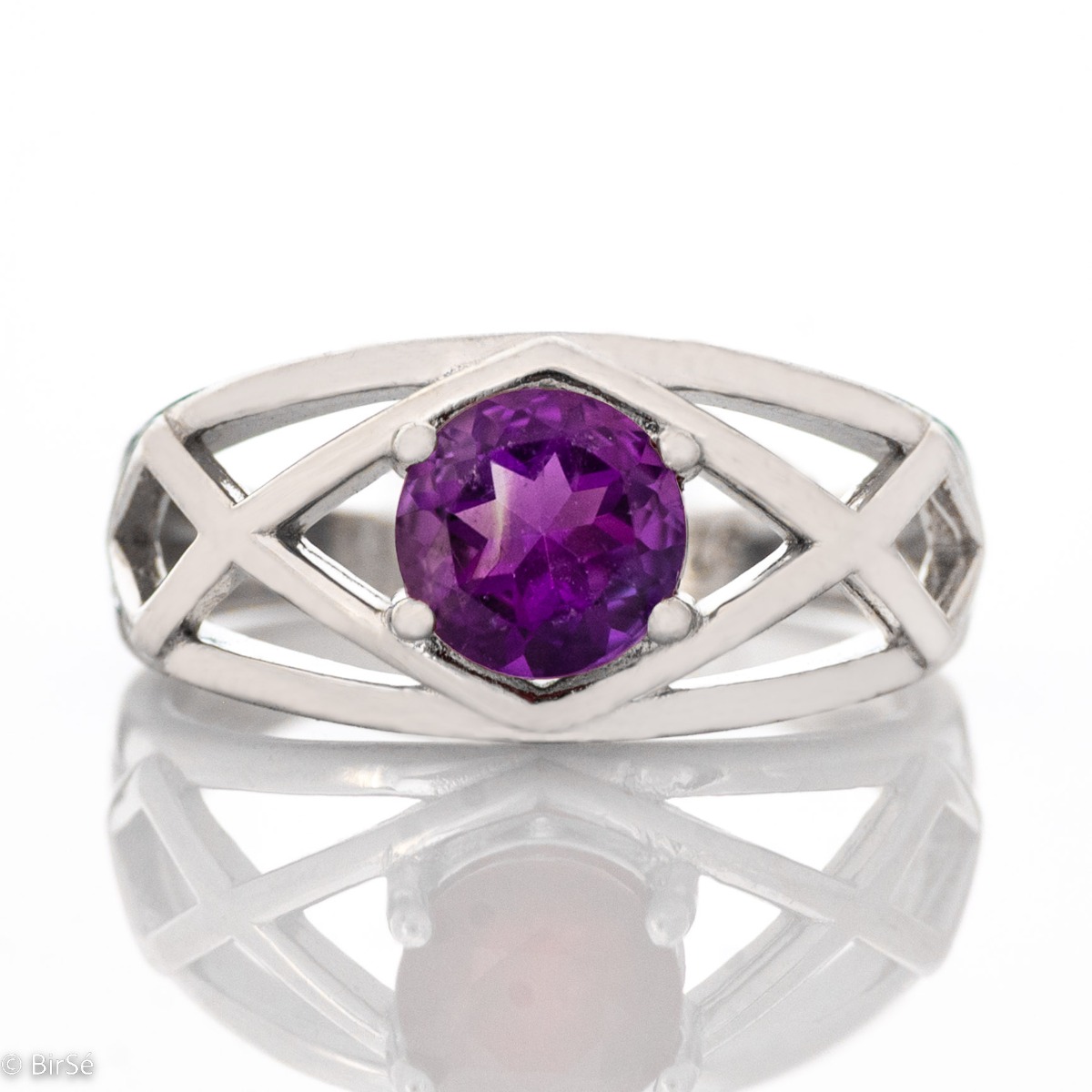 If you want to be stunning, add to your look the exquisite natural amethyst ring. It is made of rhodium-plated silver. And for complete perfection of the look, choose the earrings from the same collection.