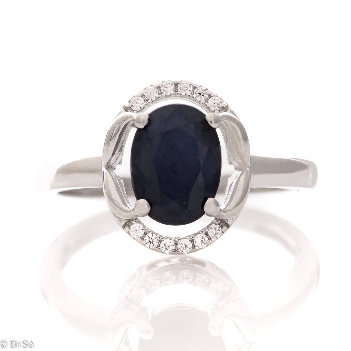 Enchanting Silver Ring with Exquisite Design from Sapphire and Zirconi 1,00 ct.