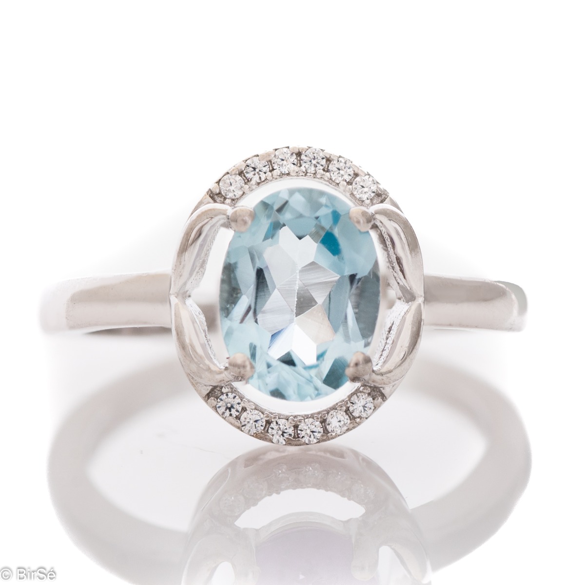 Silver ring - Natural Blue Topaz 1,10 ct.