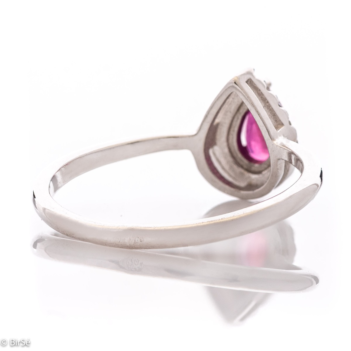 Silver ring - Drop Natural Ruby 0,50 ct.