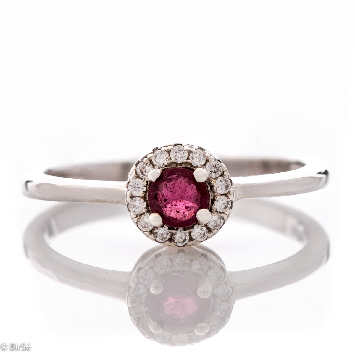 Tempting Silver Ring with Royal Ruby and Dazzling Zircons