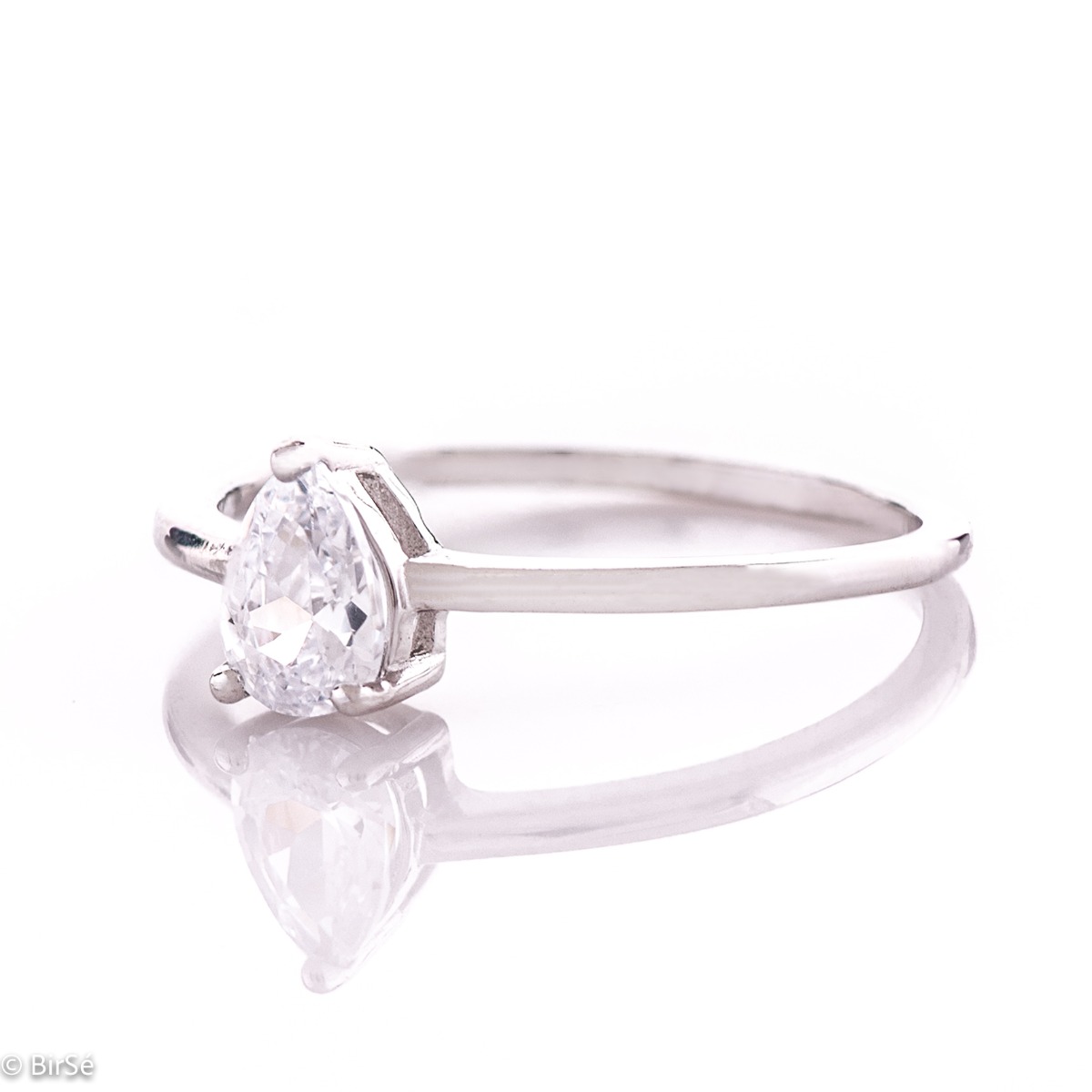 Silver Solitaire Ring with Zirconia