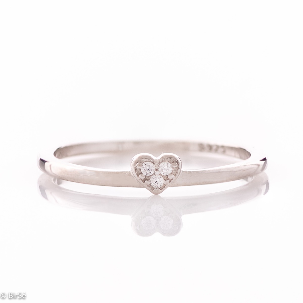 Silver Solitaire Heart Ring