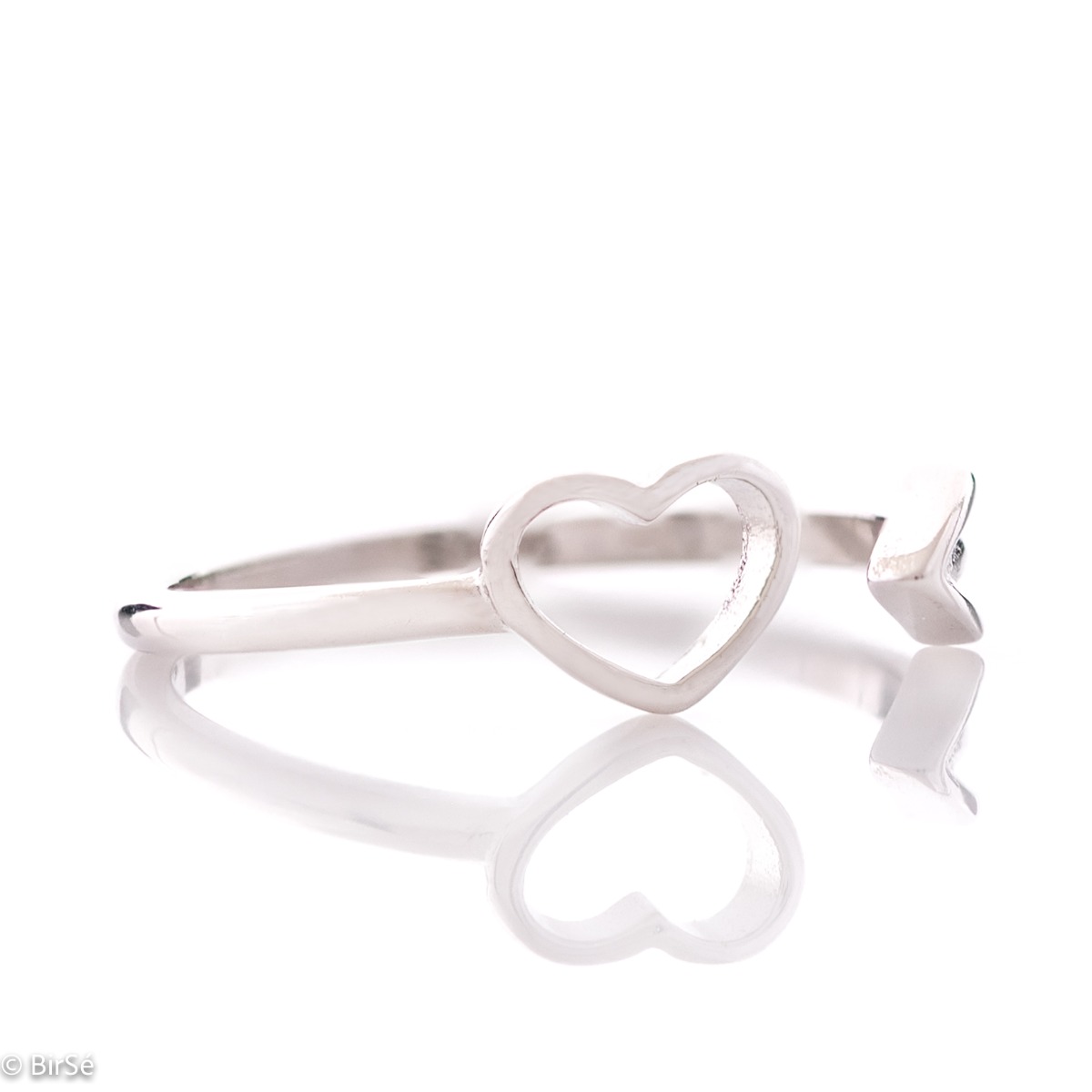 Silver Heart and Arrow Ring