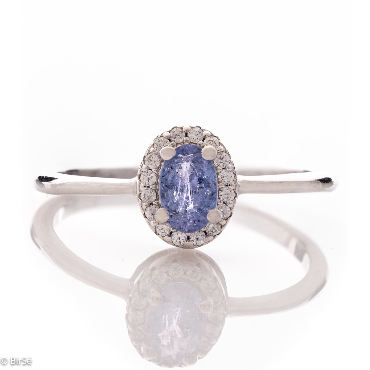 Adorable Women's Ring of Rhodized Silver and Charming Tanzanite