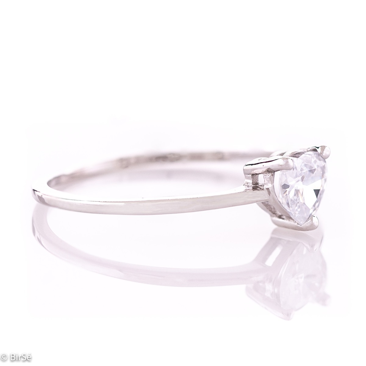 Silver Solitaire Heart Ring