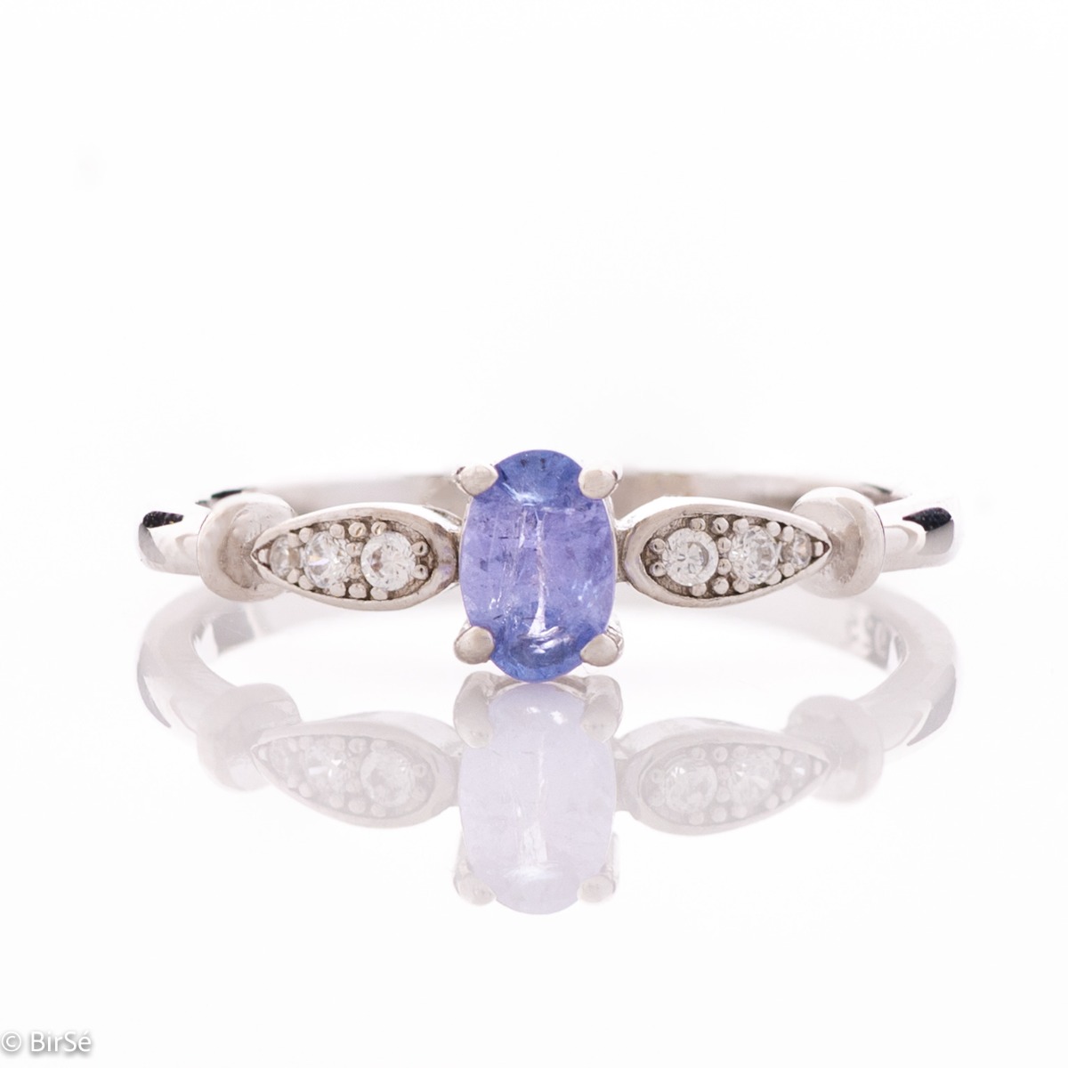 Sensual Tenderness in a Silver Ring with Enchanting Tanzanite and Fine Zirconi