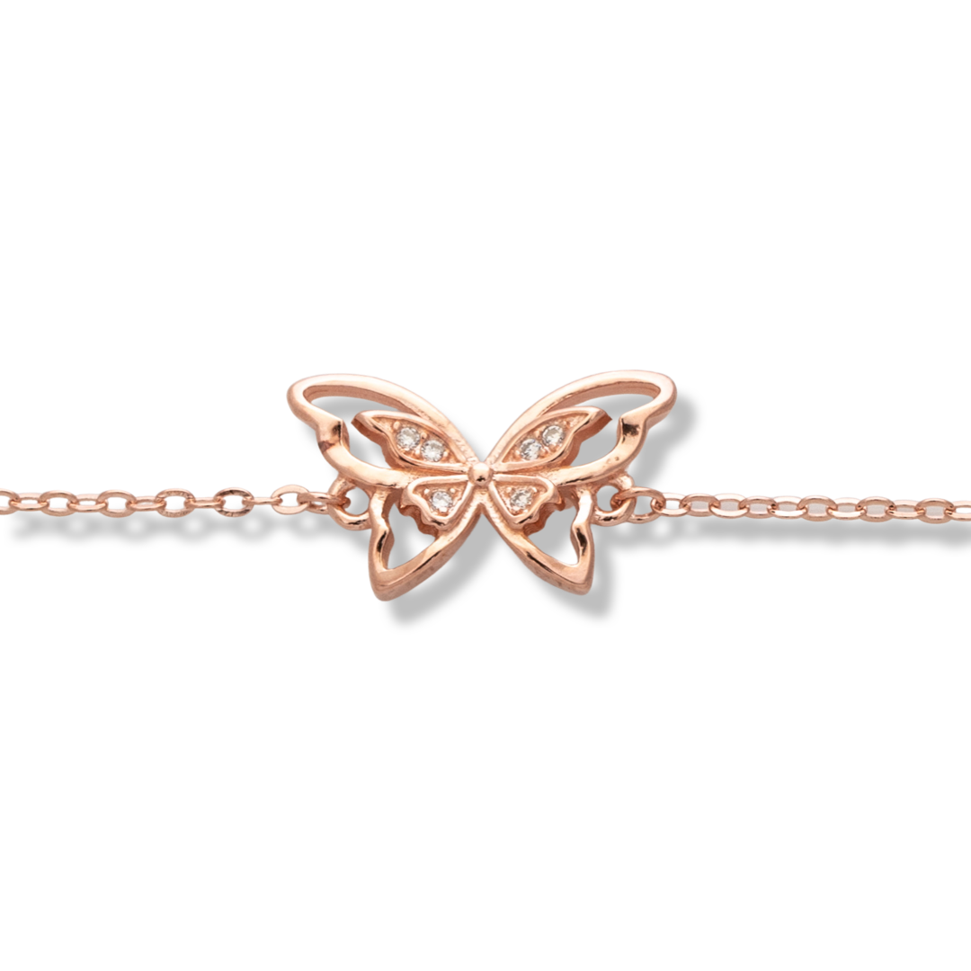 Rose Silver Butterfly Bracelet