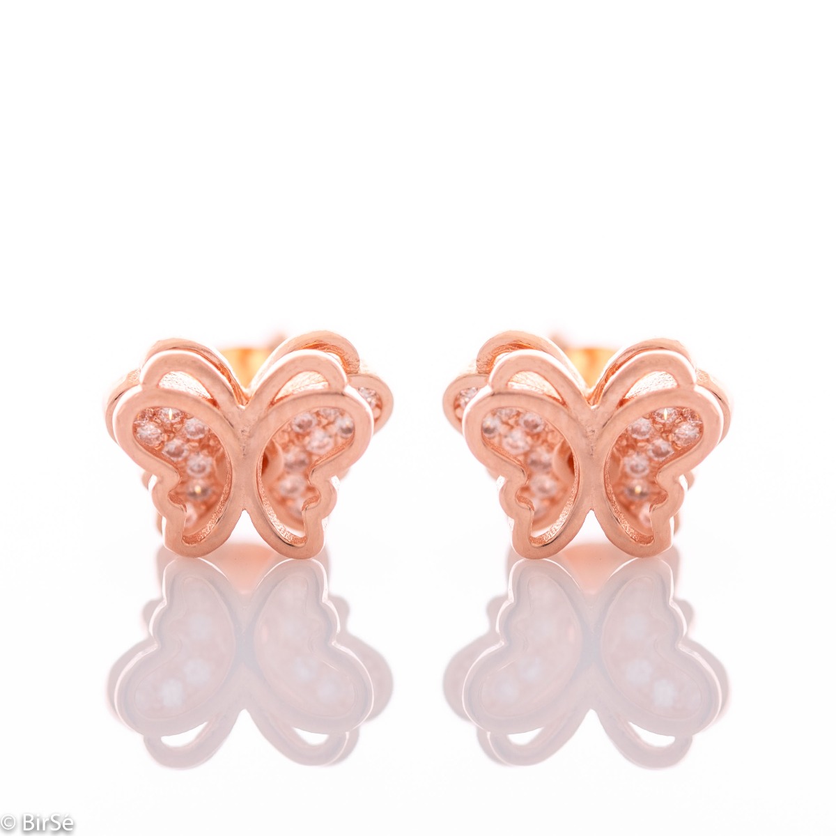 Rose Silver Butterfly Earrings with 3D design