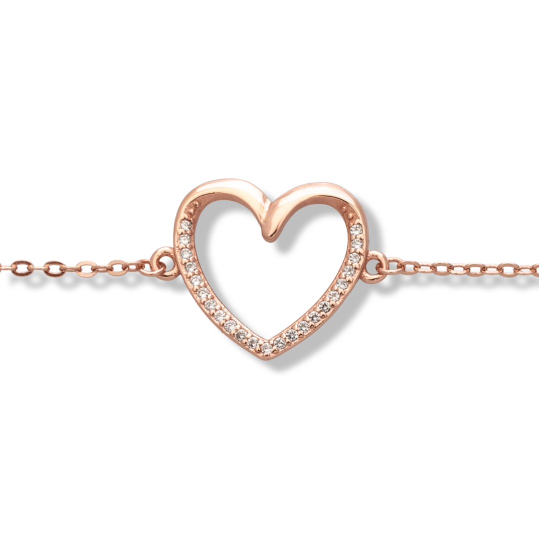 Rose Silver Heart Bracelet