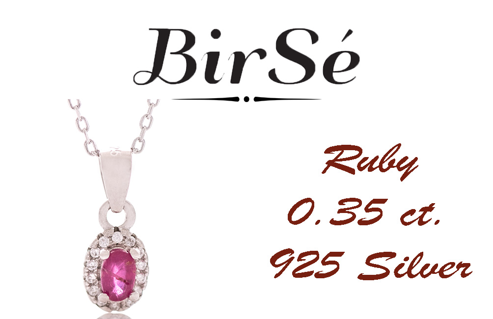 Silver necklace - Natural Ruby 0,35 ct.