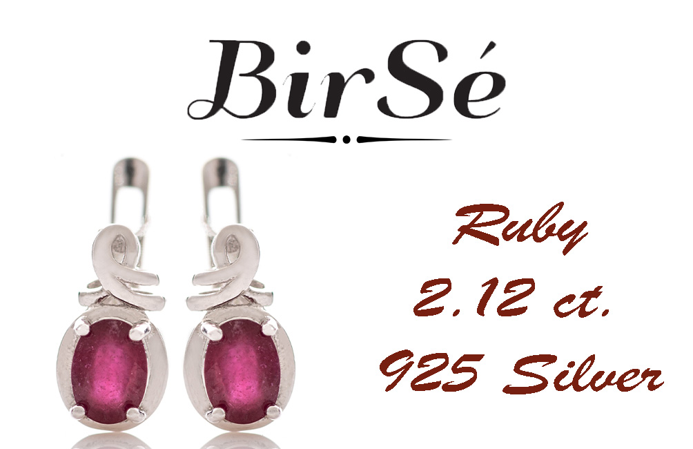 Silver earrings - Natural Ruby 2,12 ct.