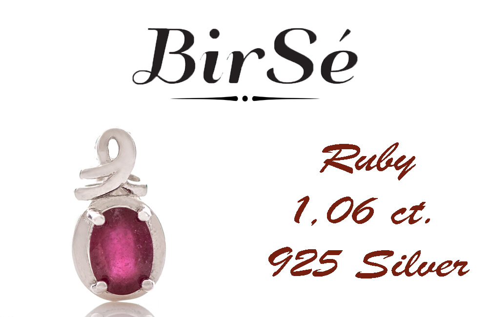 Silver pendant - Natural ruby 1,06 ct.