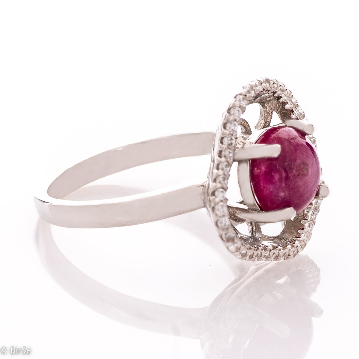 Silver Ring - Natural Ruby Flower 1,05 ct.