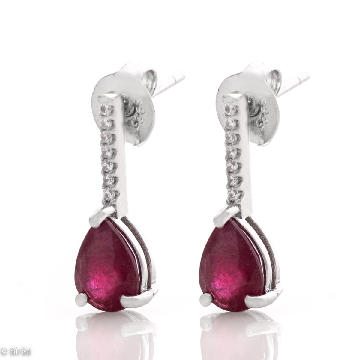 Silver earrings - Natural Ruby 1,50 ct.