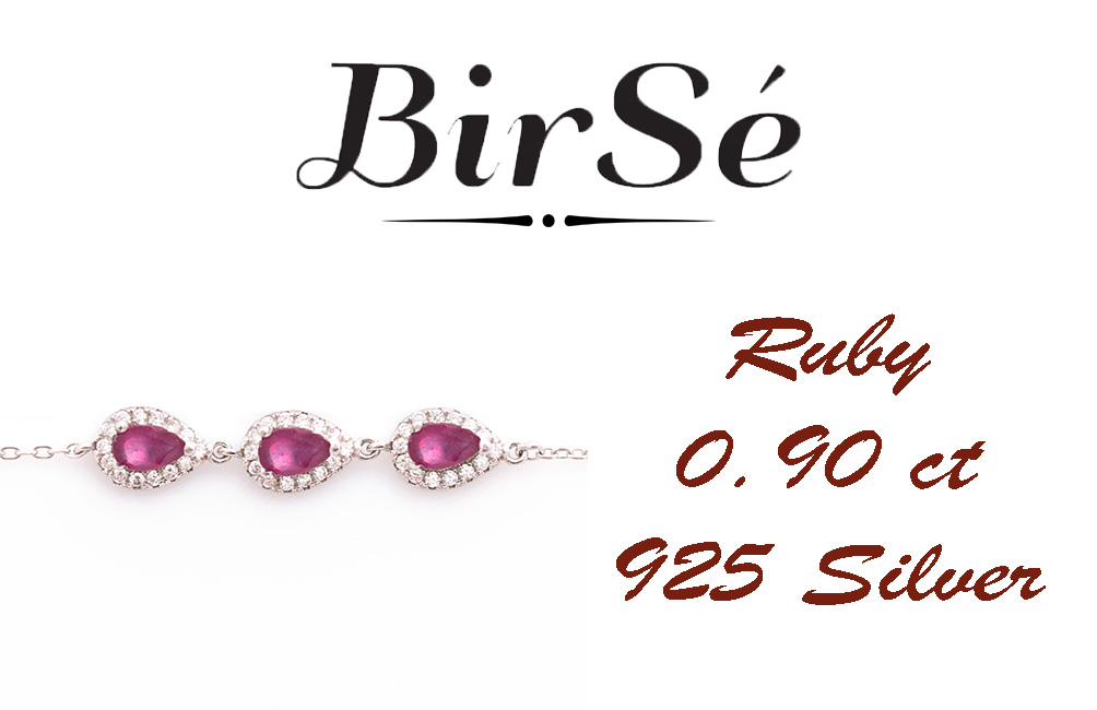 Silver Bracelet with Natural Rubies