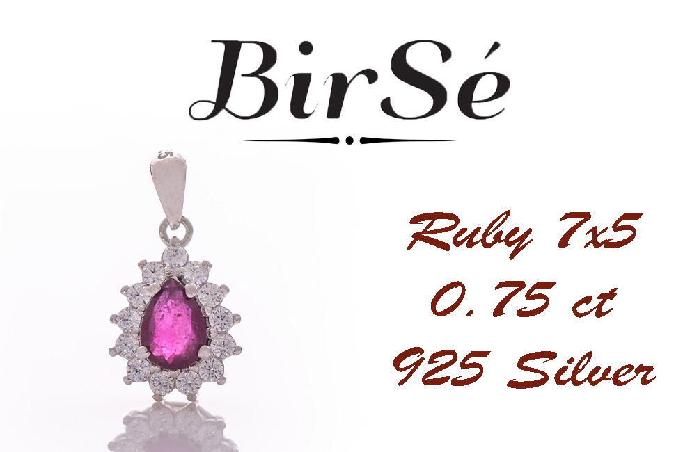 Silver pendant - Natural Ruby 0,75 ct.