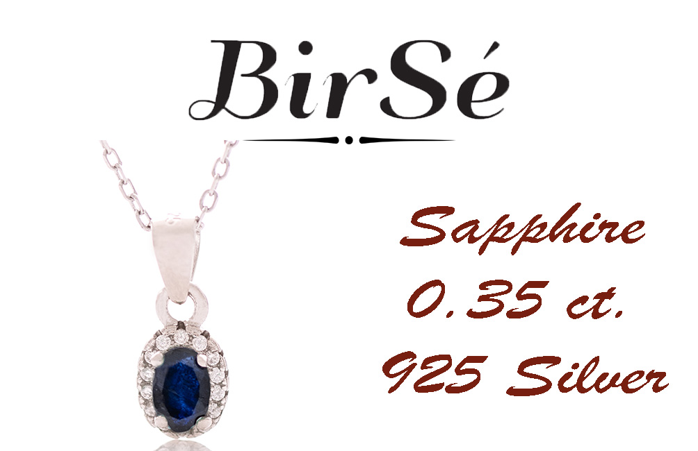 Silver necklace - Natural Sapphire 0,35 ct.