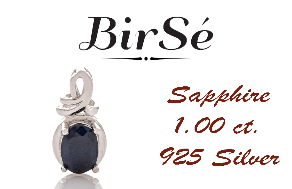 Silver pendant - Natural Sapphire 1,00 ct.