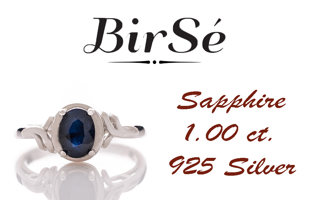 Silver ring - Natural Sapphire 1,00 ct.