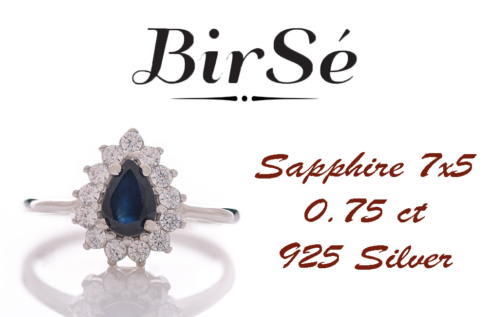 Silver ring - Natural Sapphire 0,75 ct.