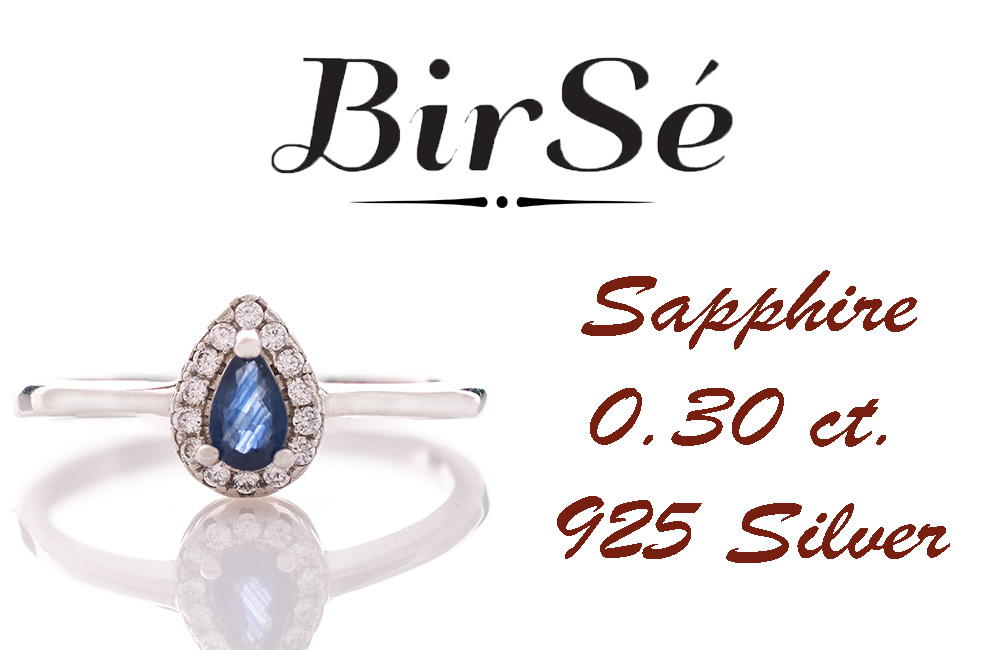 Silver ring - Natural sapphire 0,30 ct.